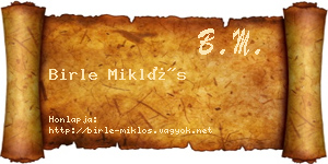 Birle Miklós névjegykártya